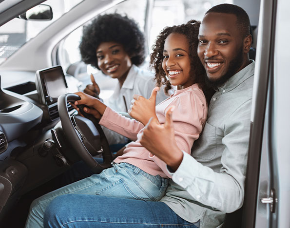 a Family getting a loan to buy a new car!