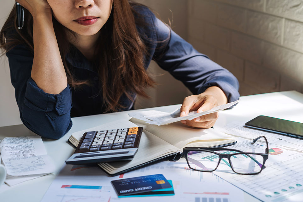 Young lady trying to consolidate their debt.